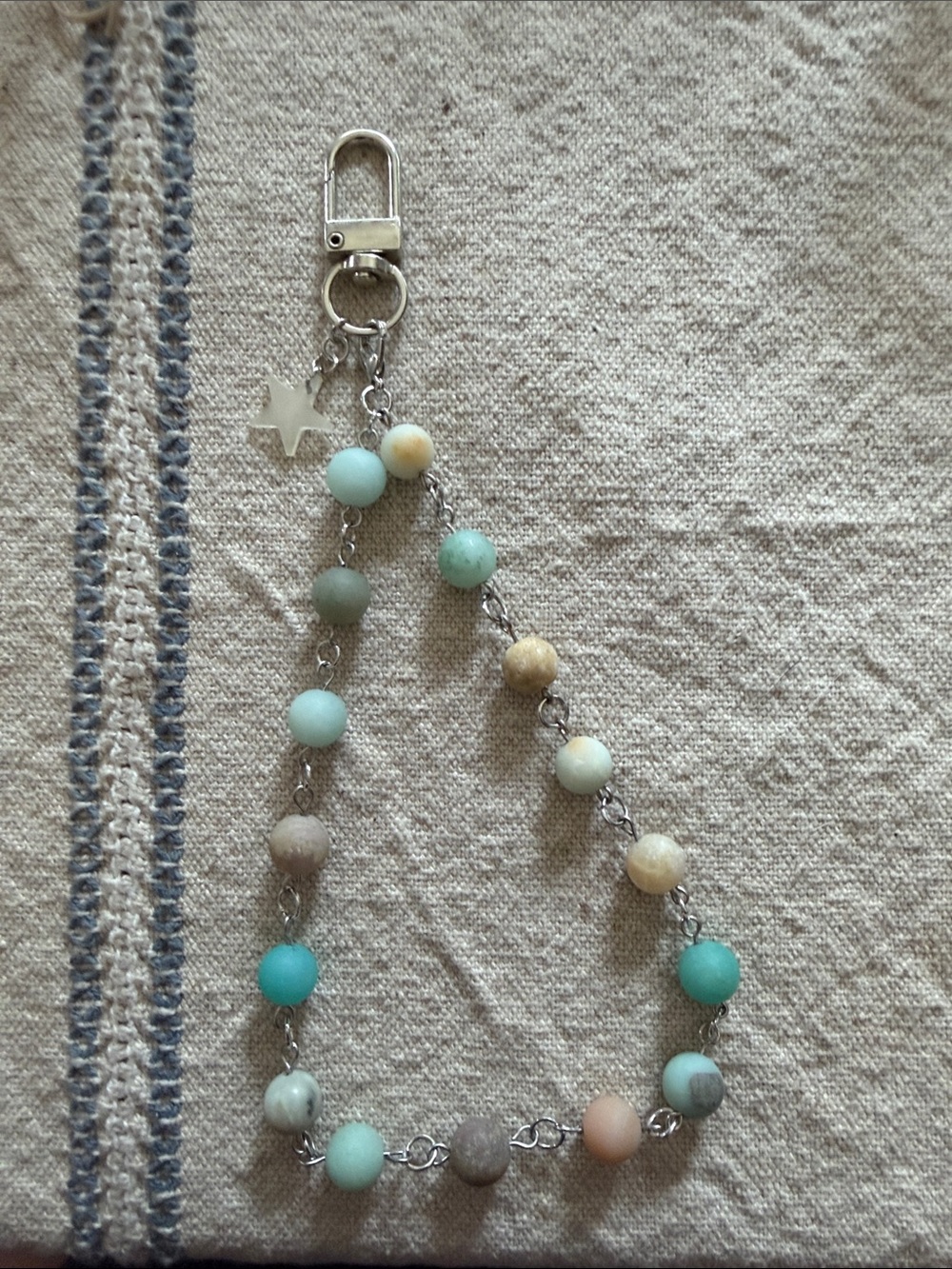 Beaded Keychain phone bag kindle Charm in Amazonite - Women Accessories
